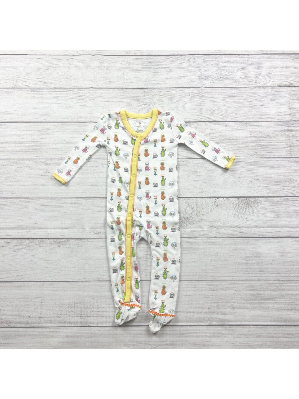 Tiny Tillia By Avon Baby Footed Pajamas Animal Print Snap 6-9 Months